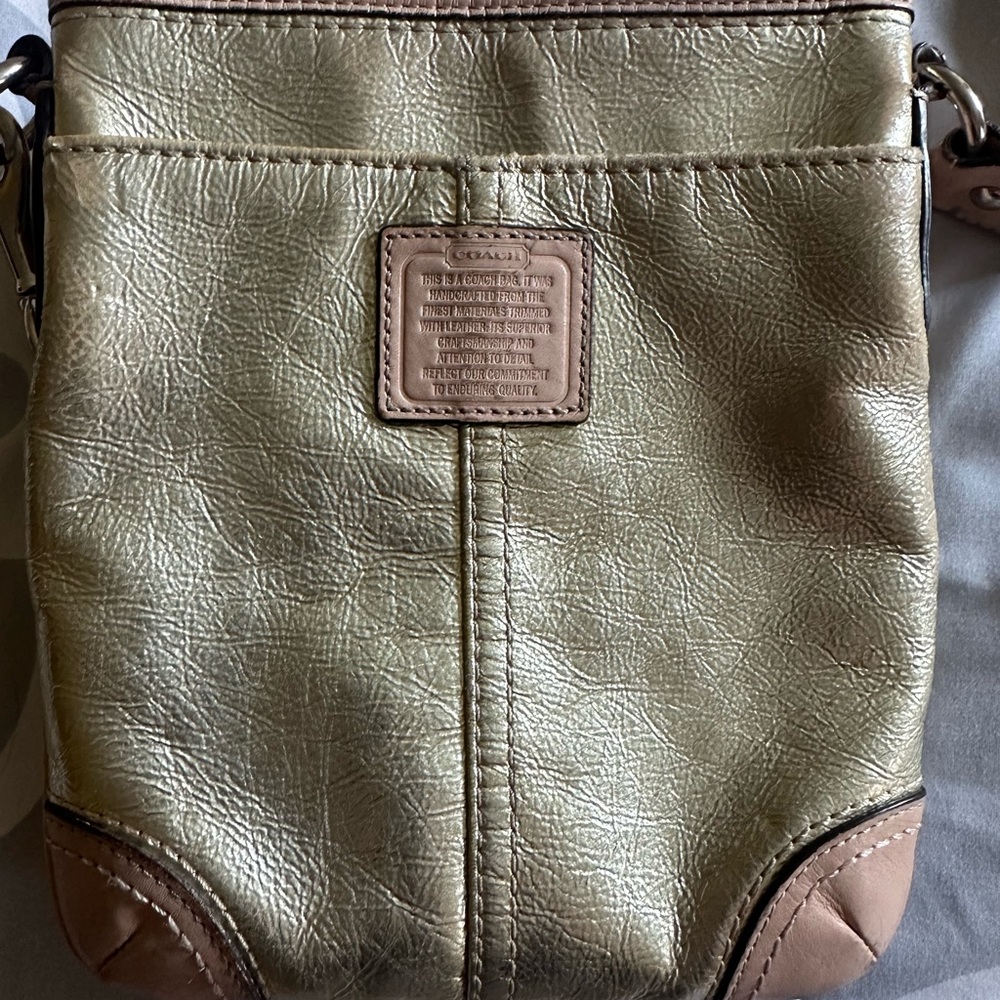 Coach Metallic Gold and Tan Crossbody Bag